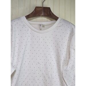 Cato Sweatshirt Womens 18/20 White Studded Polka Dot Crewneck Pullover Plus